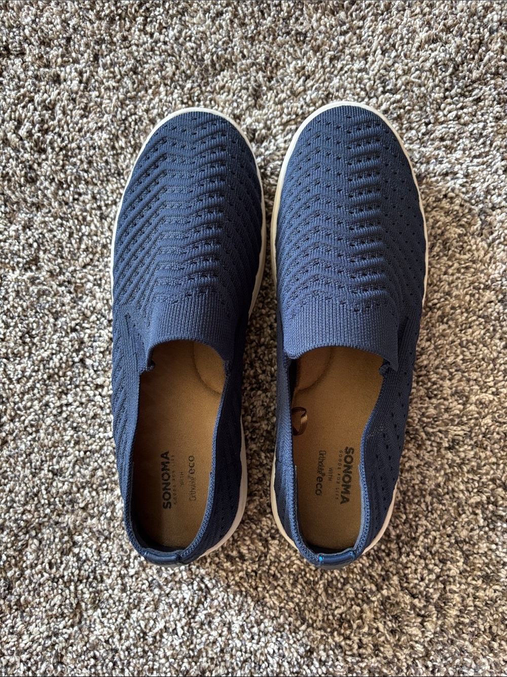 Sonoma Navy Slip-On Knit Loafers